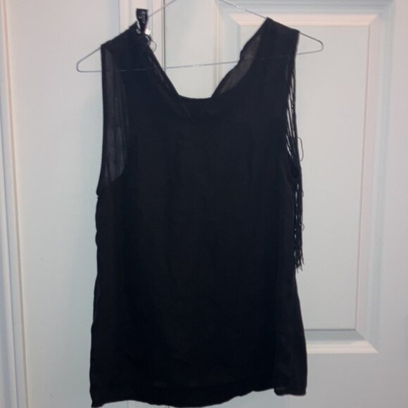 NWT fringe sleeveless black top - Picture 5 of 5